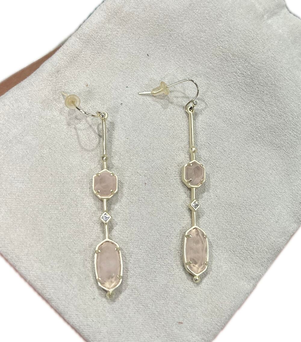 Kendra Scott Gold-Tone & Rose Quartz Mary Gene Drop Dangle Earrings